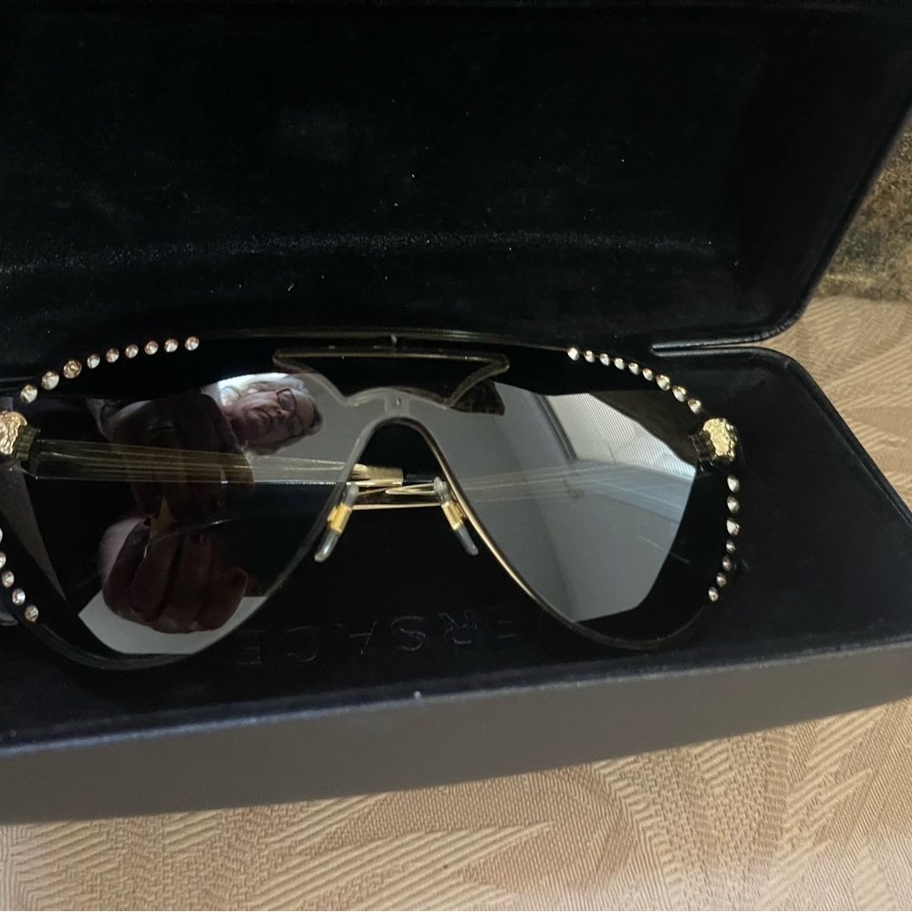 Versace Black Sunglasses with rhinestone accents